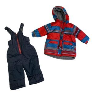 COPY - Puffer Striped Jacket, 12 mnts Wippet , Snow Bib Pants Toddler 2-Piece S…
